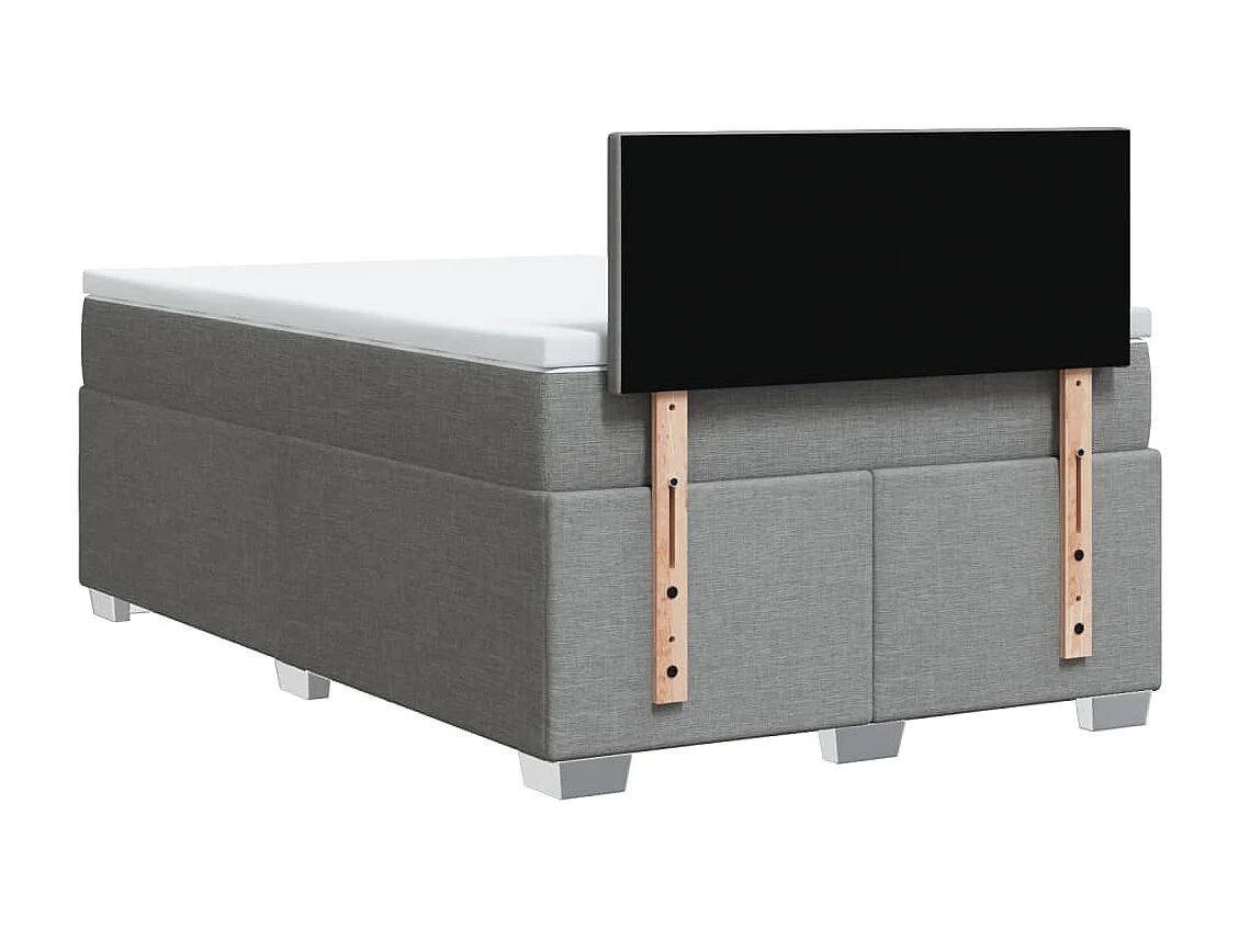 Cama box spring con colchón tela gris claro 120x190 cm