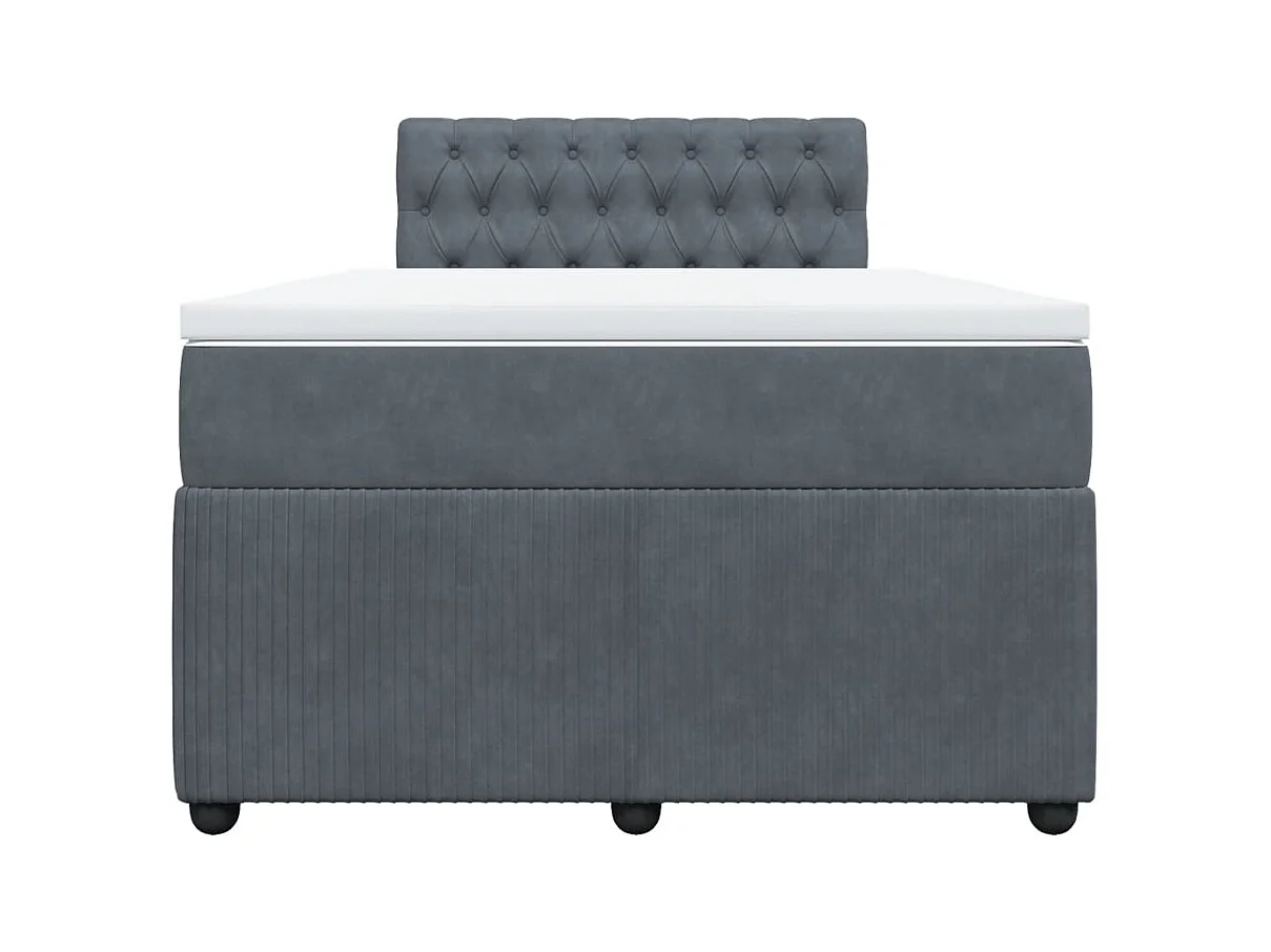 Cama box spring con colchón terciopelo gris oscuro 120x190 cm