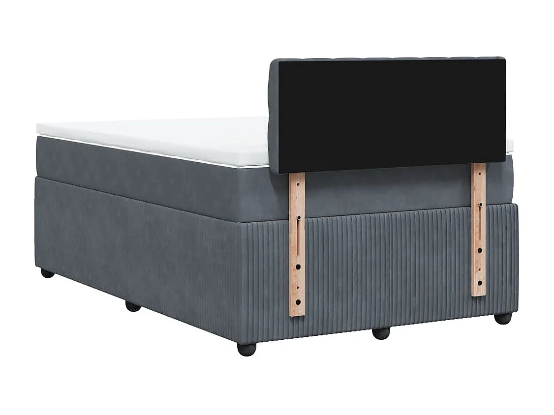 Cama box spring con colchón terciopelo gris oscuro 120x190 cm