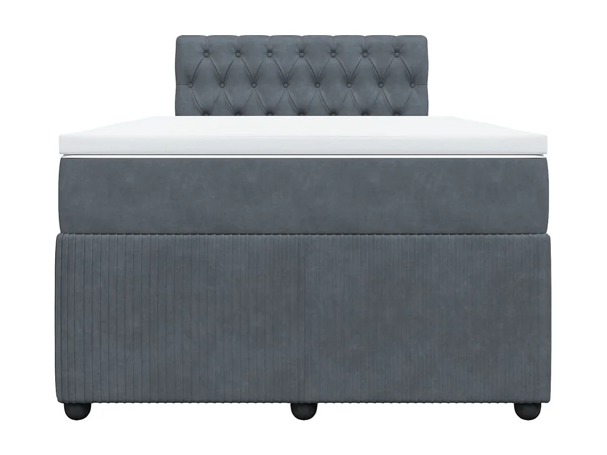 Cama boxspring com colchão 120x190 cm veludo cinzento-escuro