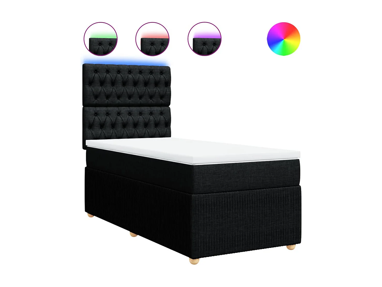 Boxspring met matras stof zwart 90x190 cm