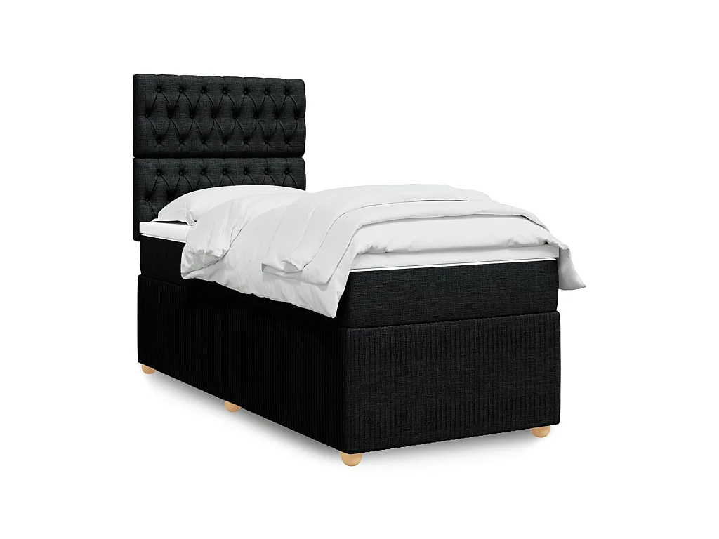 Sommier à lattes de lit avec matelas Noir 90x190 cm Tissu