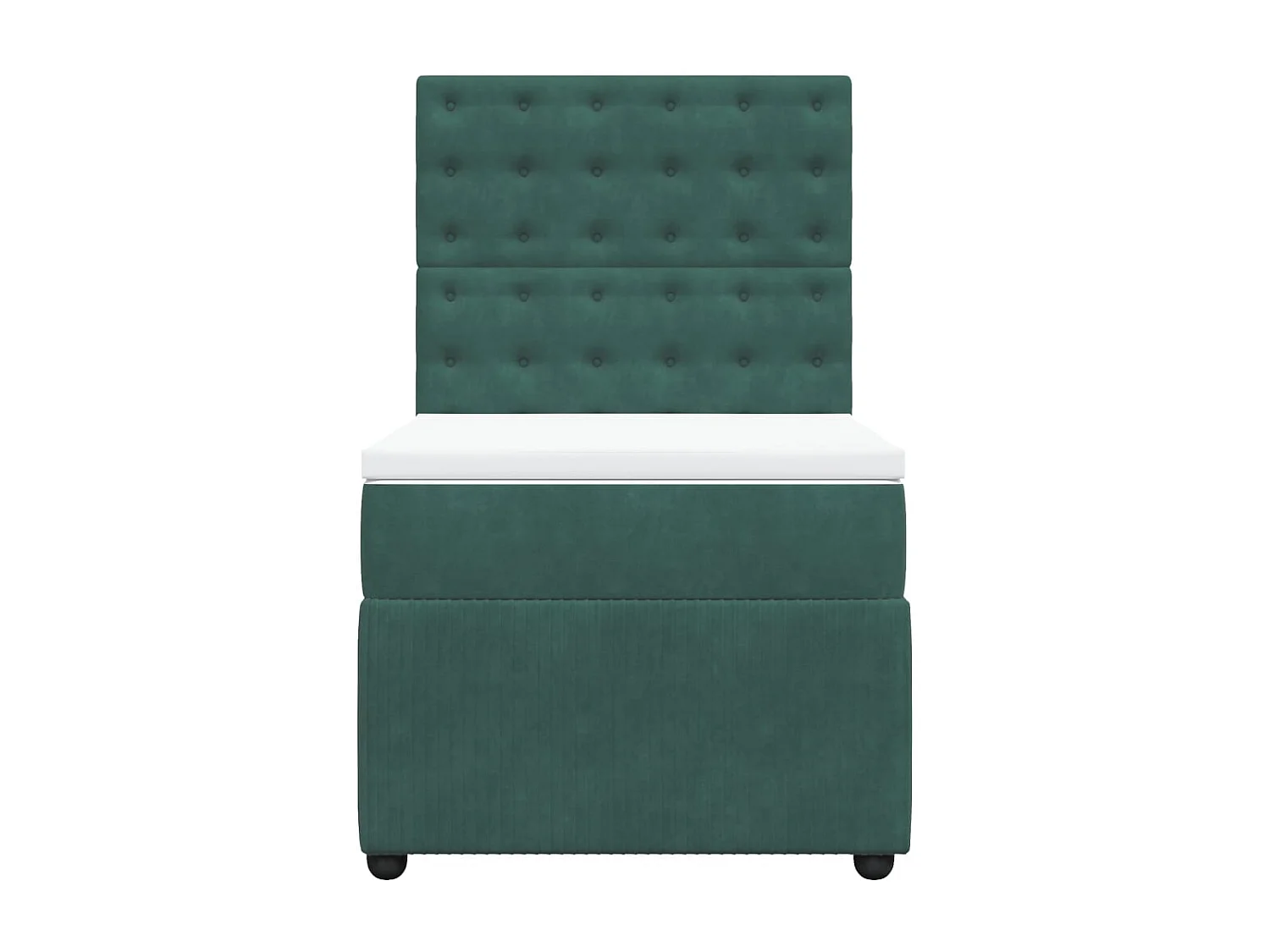 Cama box spring con colchón terciopelo verde oscuro 80x200 cm