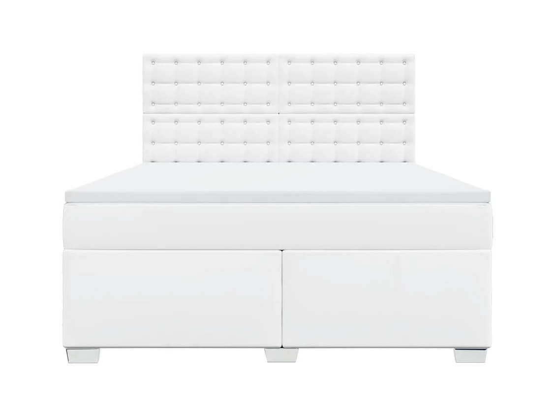 Sommier à lattes de lit avec matelas Blanc 180x200cm Similicuir