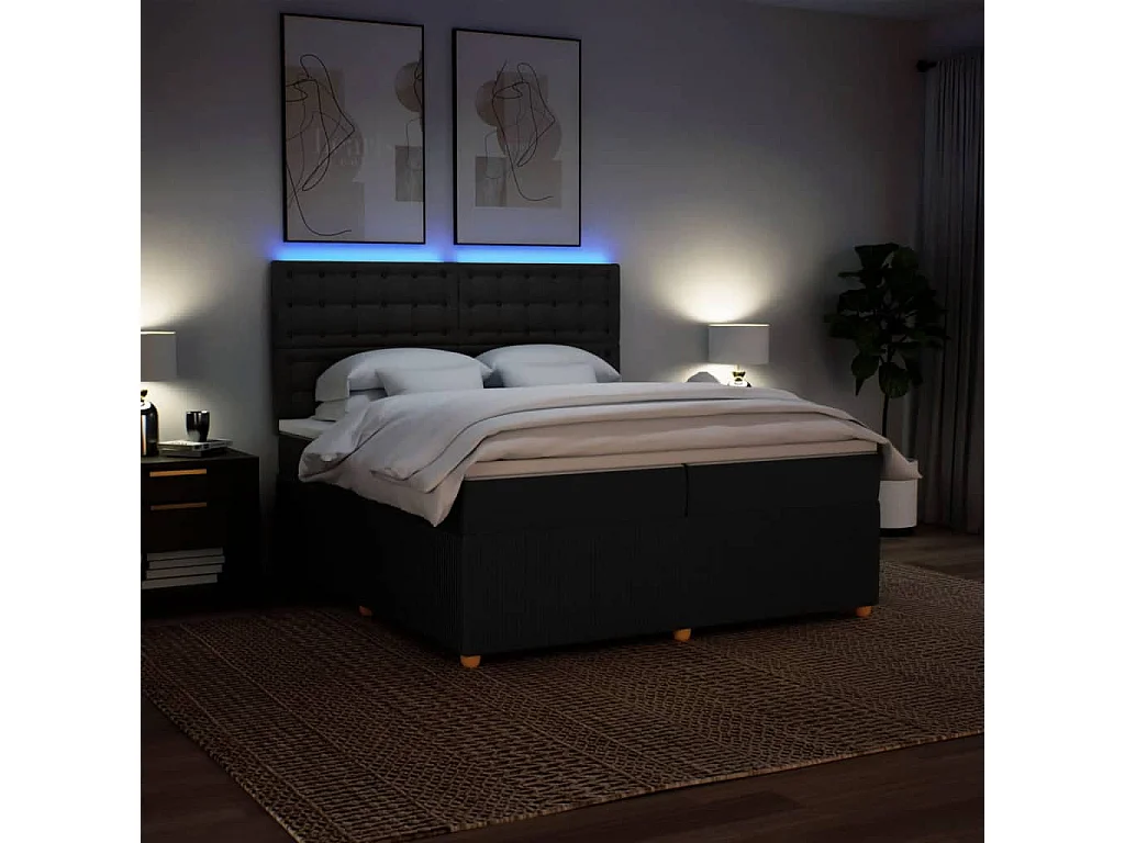 Boxspring met matras stof zwart 200x200 cm