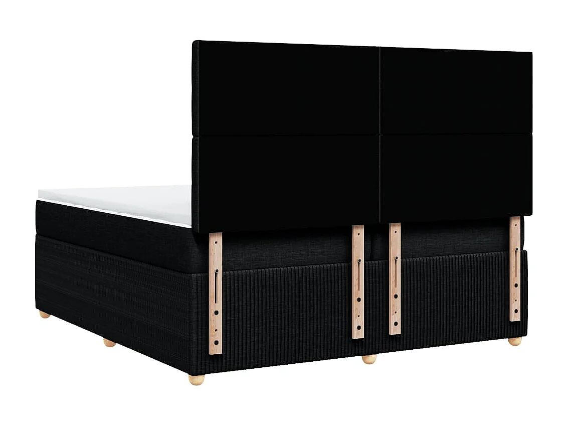 Cama box spring con colchón tela negro 200x200 cm