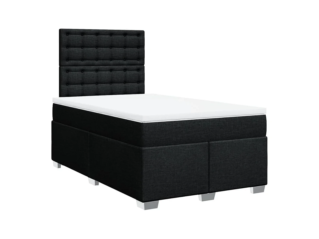 Sommier à lattes de lit avec matelas noir 120x190 cm tissu