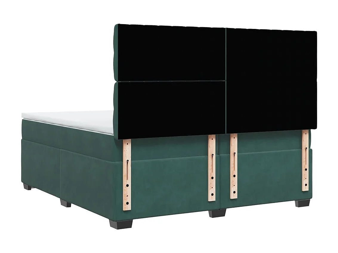 Cama box spring con colchón terciopelo verde oscuro 200x200 cm