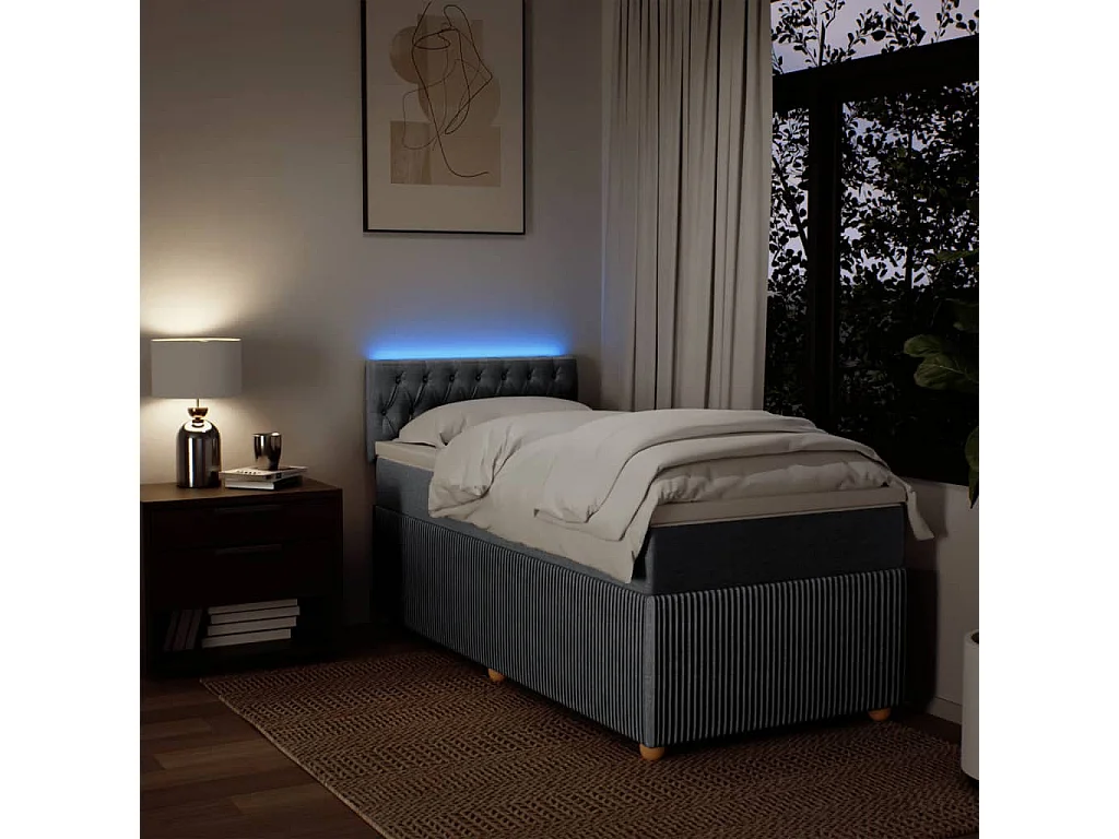 Boxspring met matras stof lichtgrijs 80x200 cm