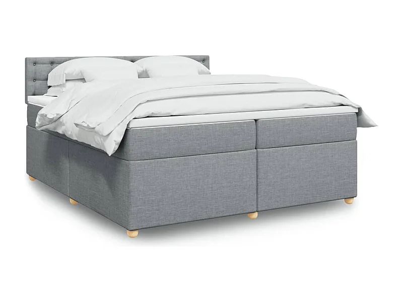 Boxspring met matras stof lichtgrijs 200x200 cm