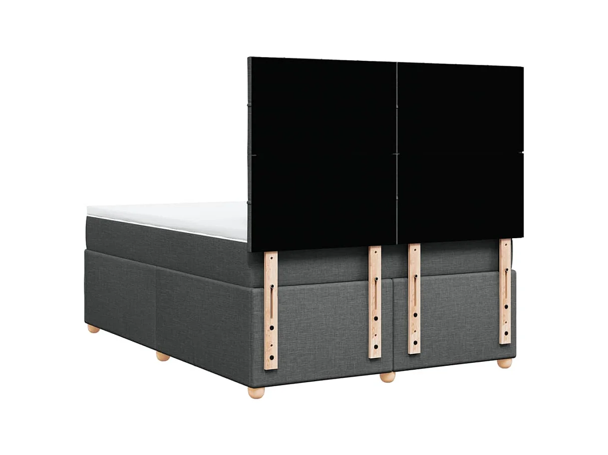 Cama box spring con colchón tela gris oscuro 140x200 cm
