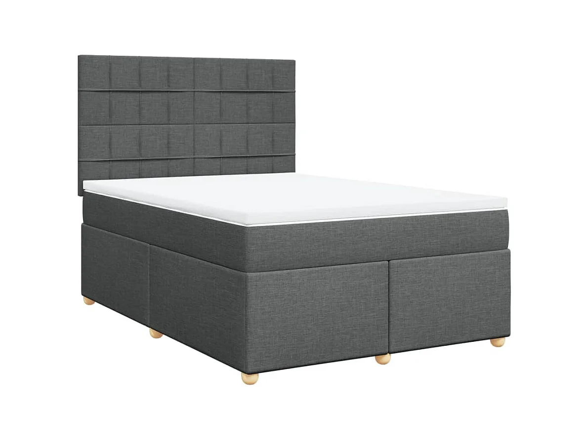 Sommier à lattes de lit avec matelas Gris foncé 140x200cm Tissu