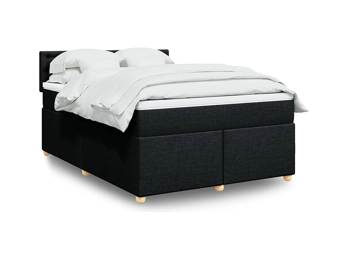 Sommier à lattes de lit avec matelas Noir 140x200 cm Tissu