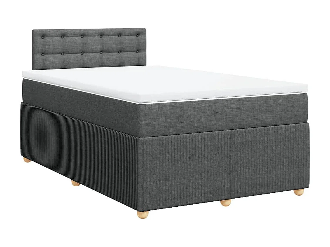 Cama boxspring com colchão 120x190 cm tecido cinzento-escuro