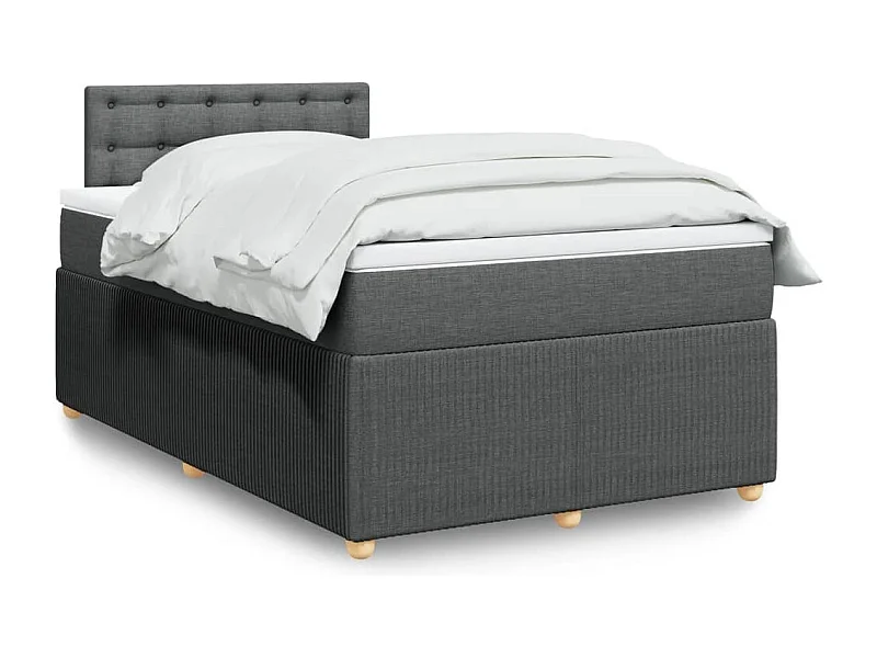 Cama boxspring com colchão 120x190 cm tecido cinzento-escuro