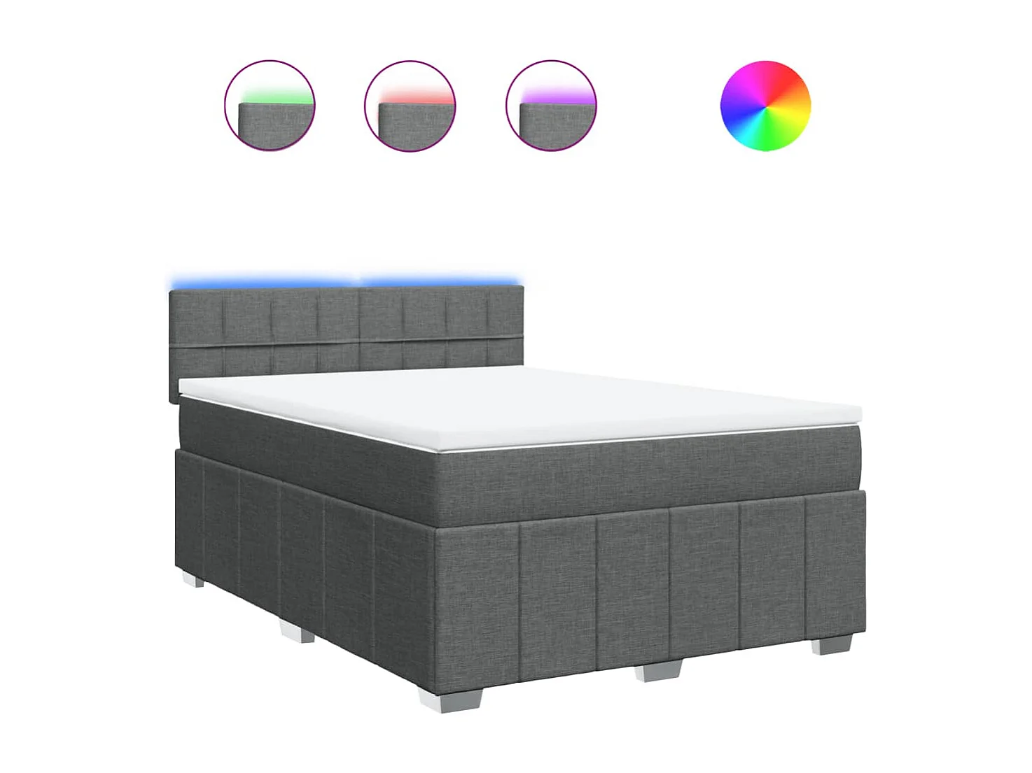 Sommier à lattes de lit avec matelas Gris foncé 140x190cm Tissu