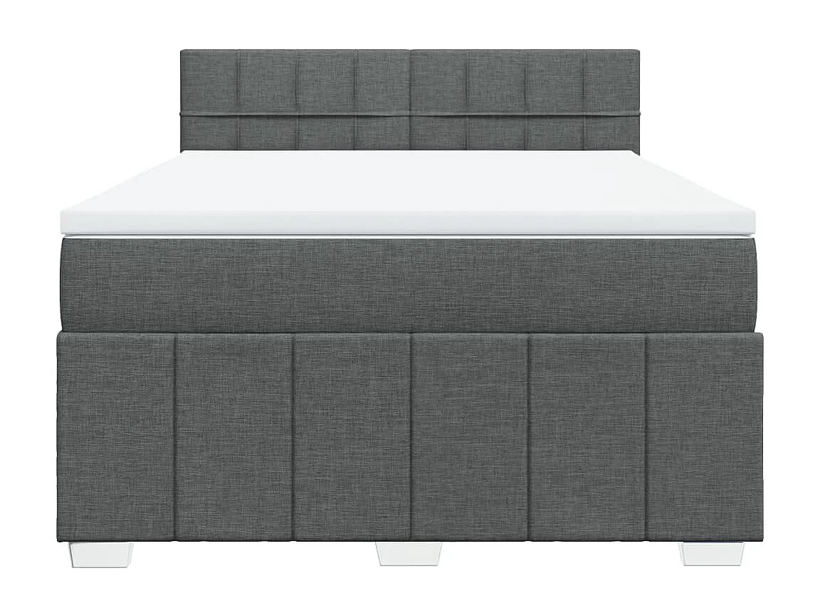 Sommier à lattes de lit avec matelas Gris foncé 140x190cm Tissu