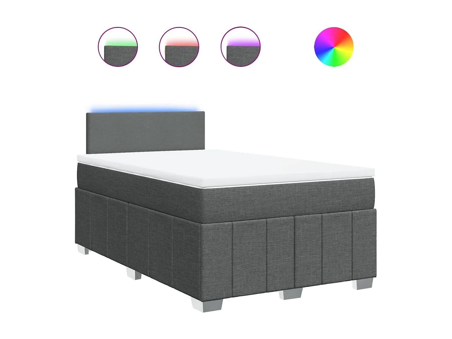 Cama box spring con colchón tela gris oscuro 120x200 cm