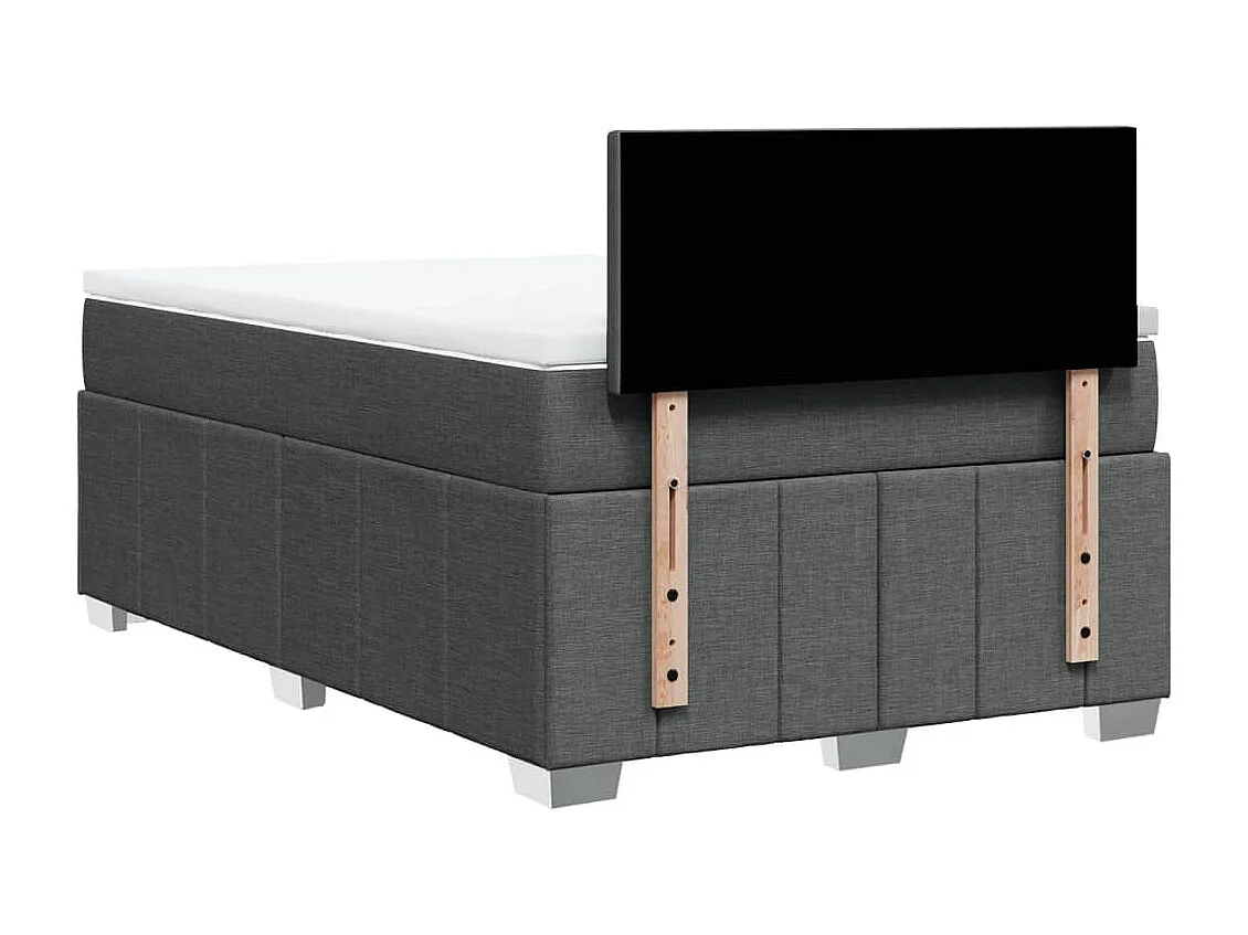 Cama box spring con colchón tela gris oscuro 120x200 cm