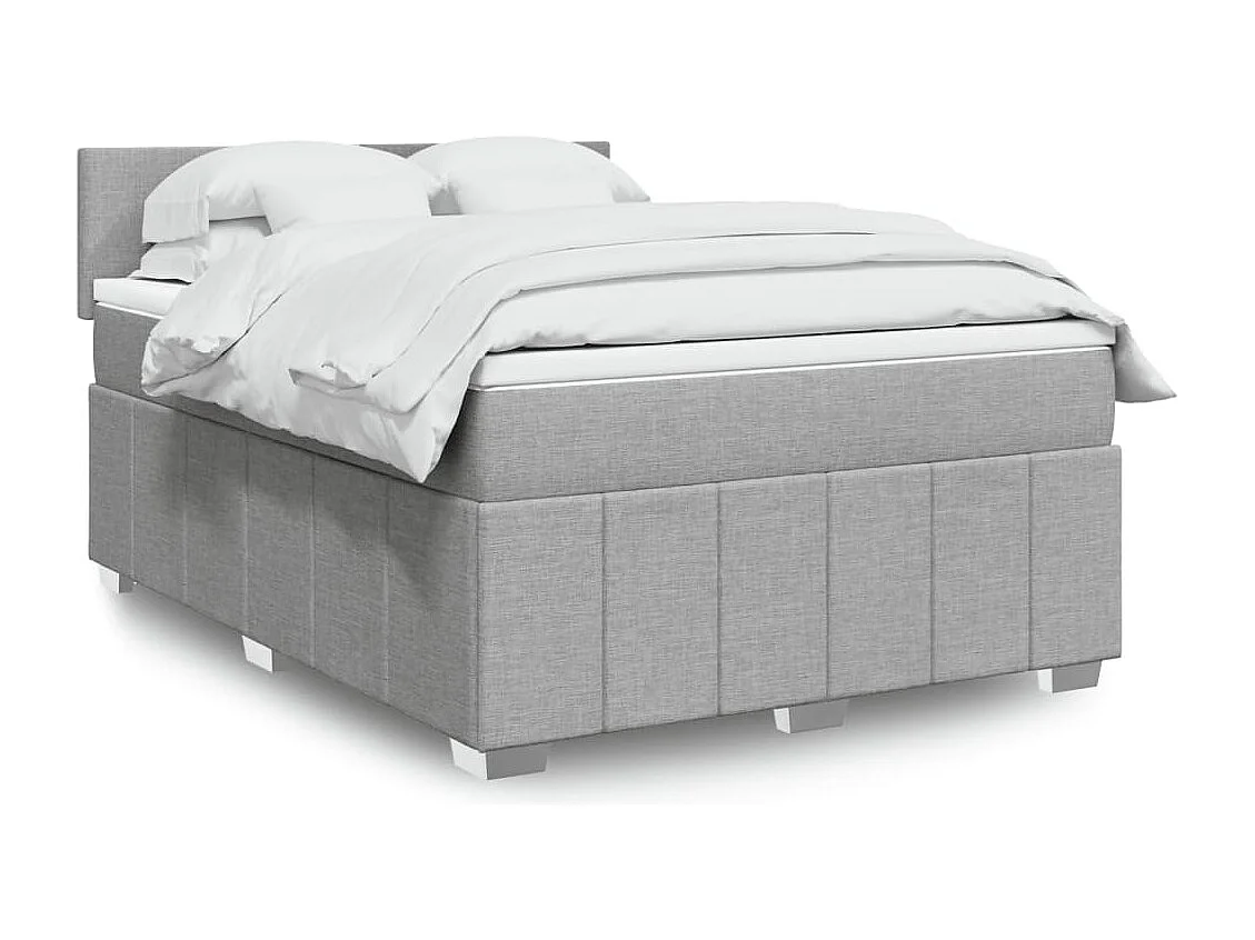 Boxspring met matras stof lichtgrijs 140x200 cm