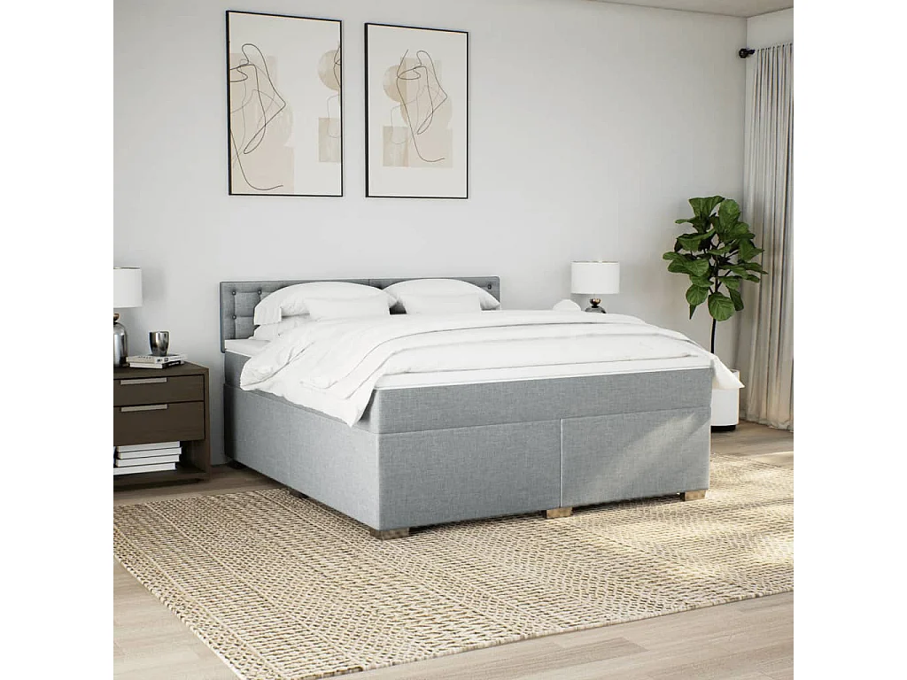 Boxspring met matras stof lichtgrijs 180x200 cm
