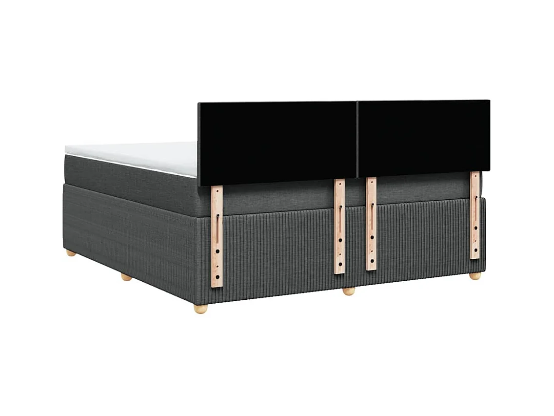 Cama box spring con colchón tela gris oscuro 180x200 cm