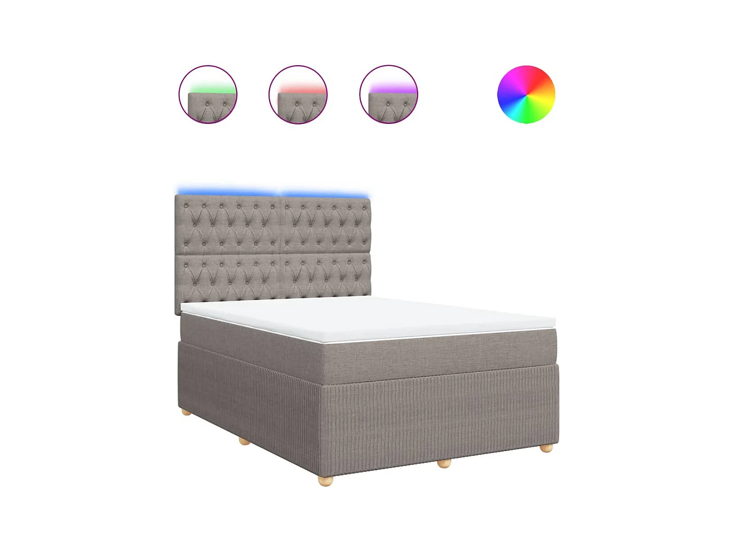 Sommier à lattes de lit avec matelas Taupe 140x190 cm Tissu