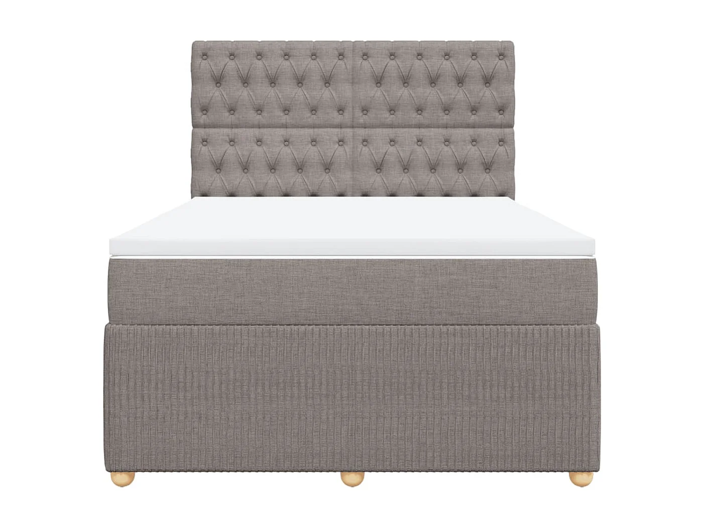 Cama box spring con colchón tela gris taupe 140x190 cm
