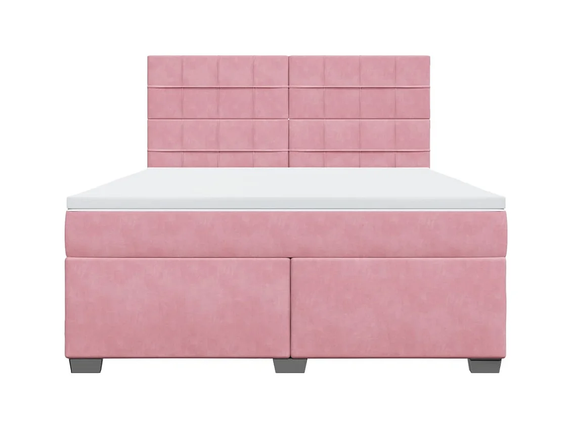 Cama box spring con colchón terciopelo rosa 180x200 cm