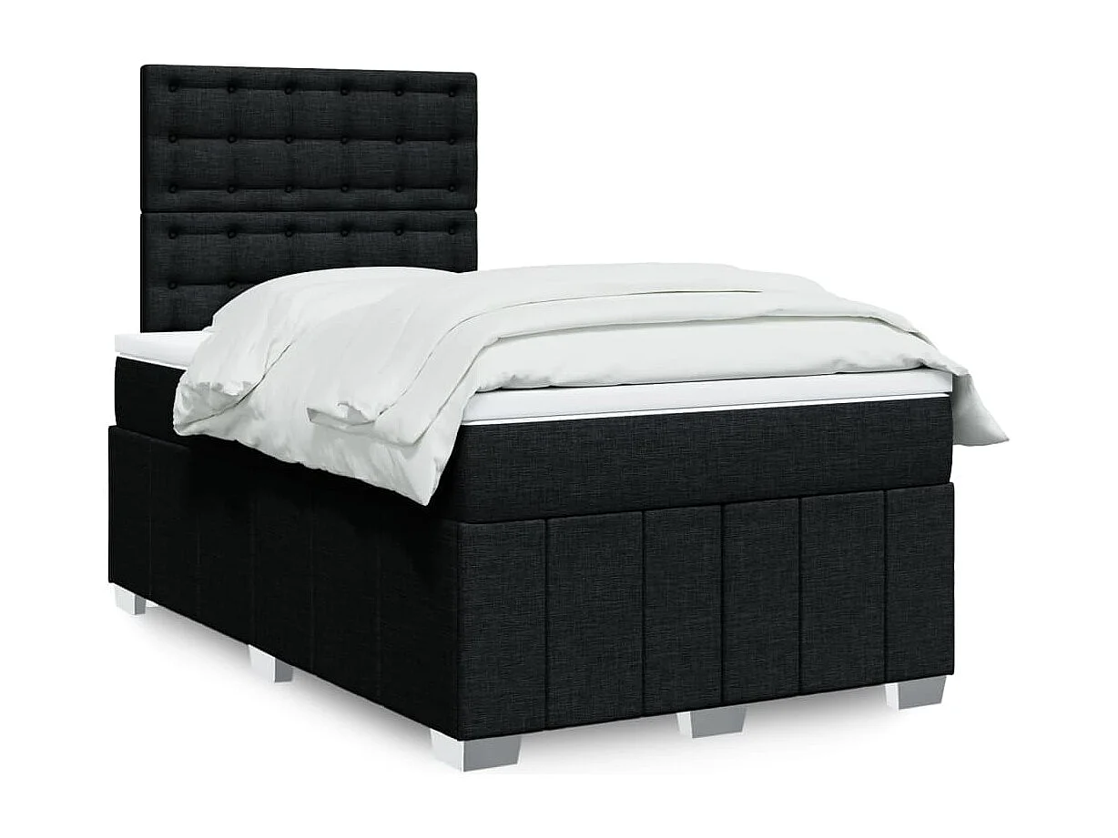 Sommier à lattes de lit avec matelas Noir 120x200 cm Tissu