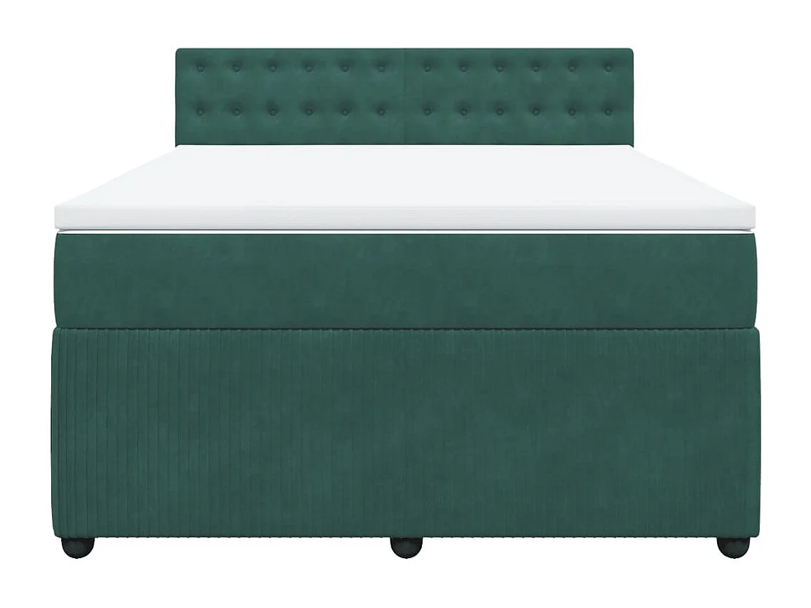 Cama com molas/colchão 160x200 cm veludo verde-escuro