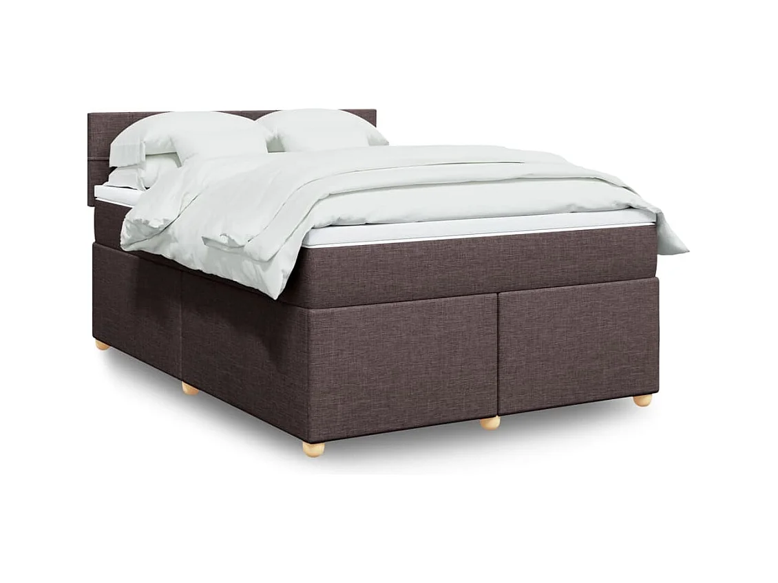 Cama box spring con colchón tela marrón oscuro 140x190 cm