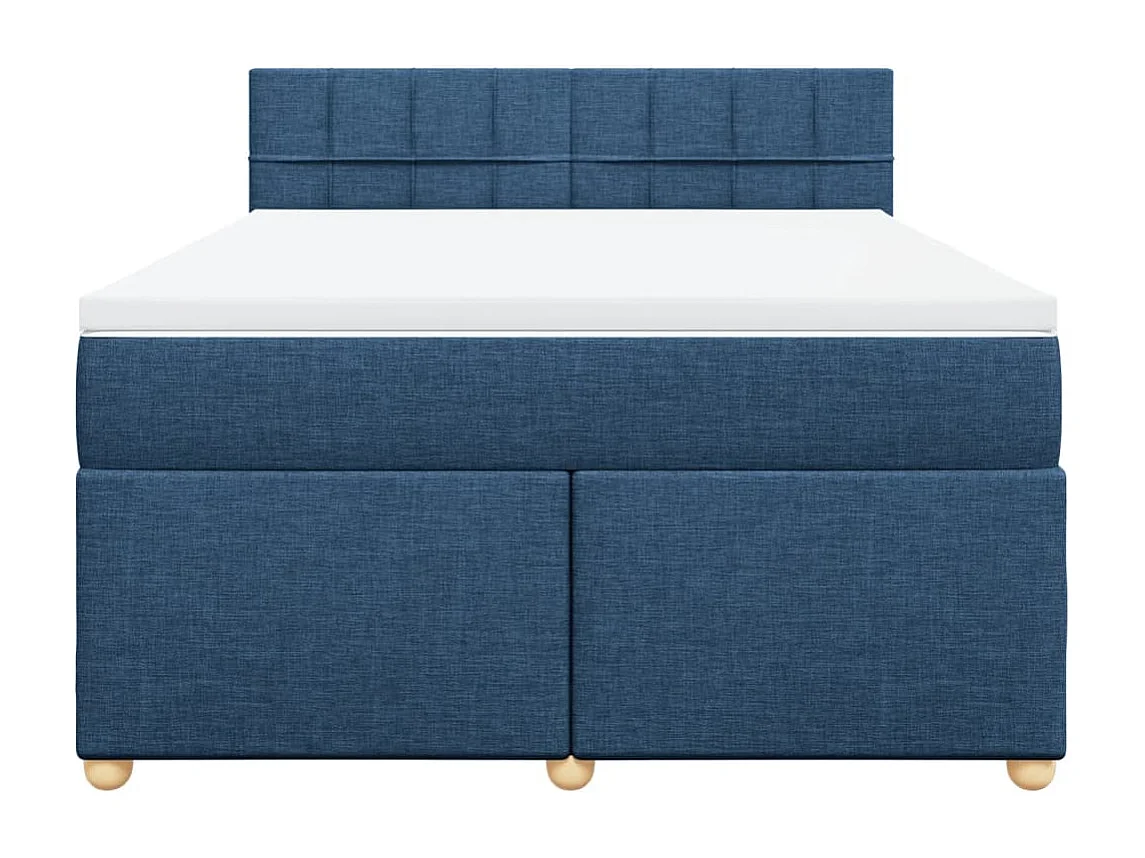 Cama com molas/colchão 160x200 cm tecido azul