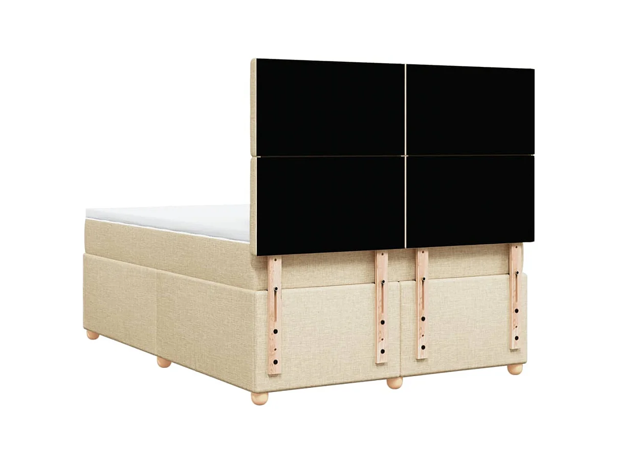 Sommier à lattes de lit avec matelas Crème 160x200 cm Tissu