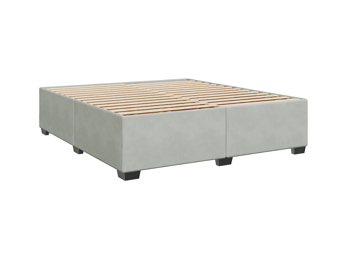 Cama box spring con colchón terciopelo gris claro 180x200 cm