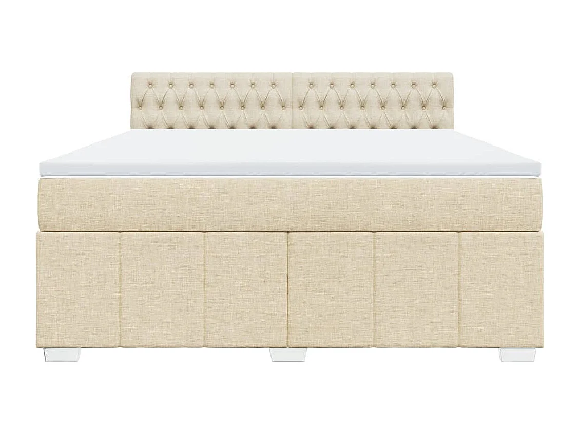 Cama box spring con colchón tela color crema 180x200 cm