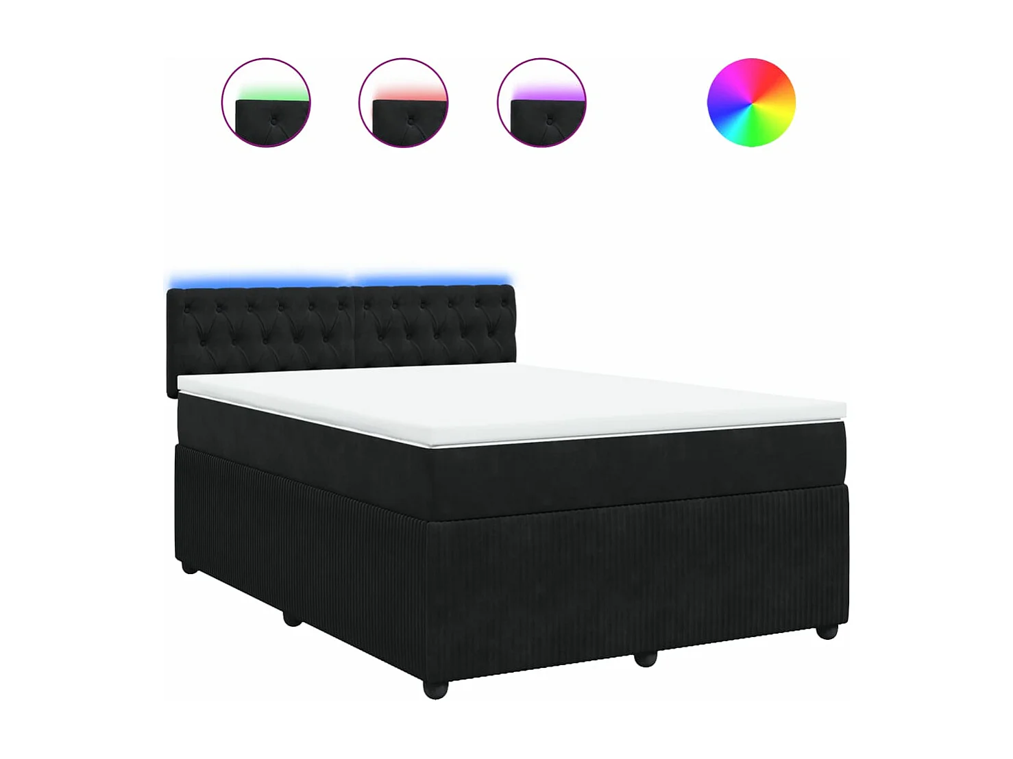 Sommier à lattes de lit avec matelas Noir 140x200 cm Velours