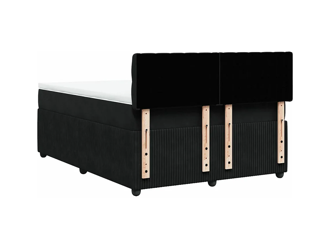Cama box spring con colchón terciopelo negro 140x200 cm