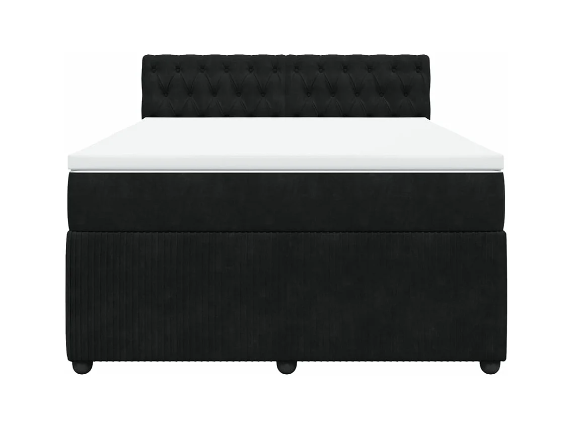 Cama box spring con colchón terciopelo negro 140x200 cm