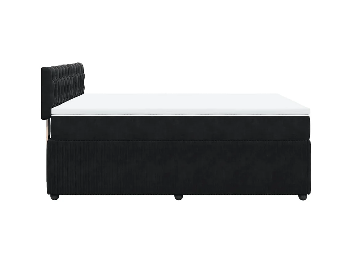 Cama box spring con colchón terciopelo negro 140x200 cm