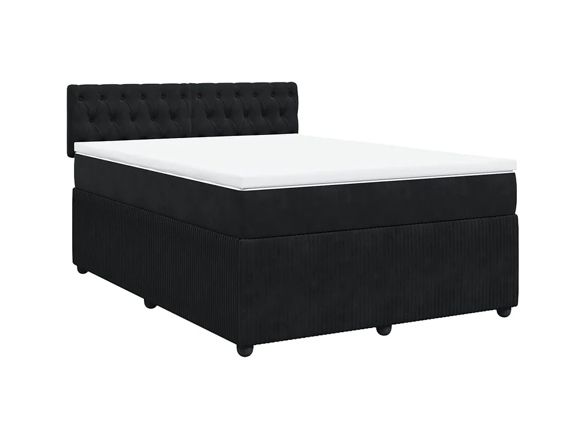 Cama box spring con colchón terciopelo negro 140x200 cm