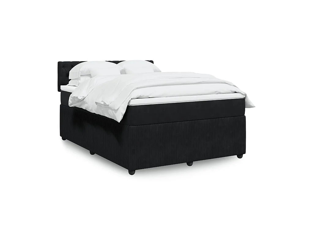 Cama box spring con colchón terciopelo negro 140x200 cm