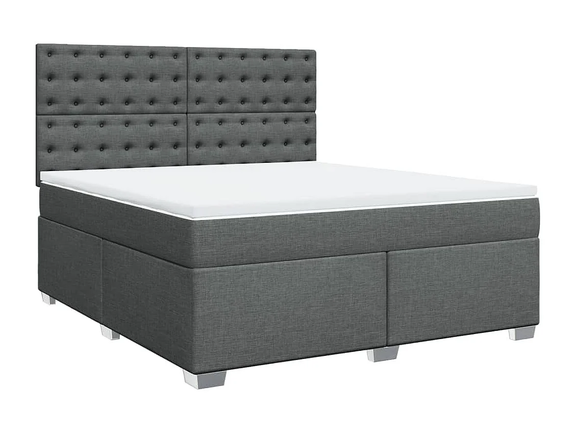 Cama box spring con colchón tela gris oscuro 180x200 cm
