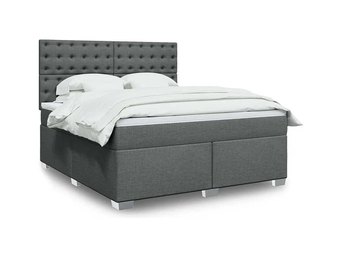 Sommier à lattes de lit avec matelas Gris foncé 180x200cm Tissu