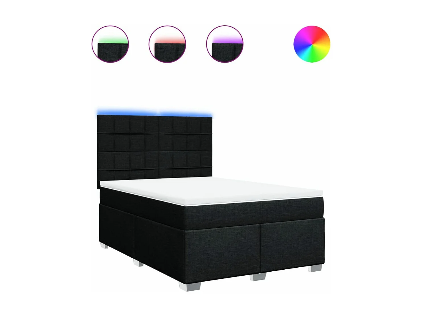 Cama com molas/colchão 160x200 cm tecido preto