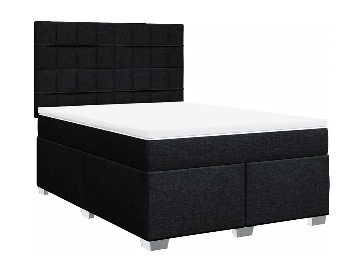 Cama com molas/colchão 160x200 cm tecido preto