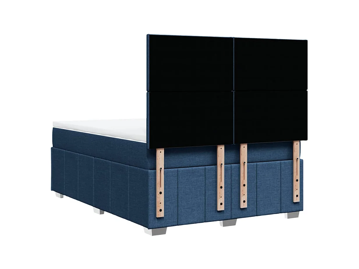 Sommier à lattes de lit avec matelas Bleu 160x200 cm Tissu