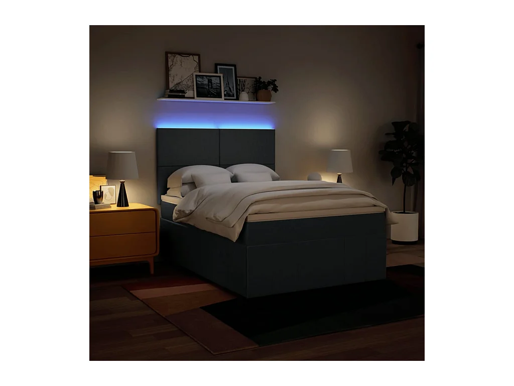 Sommier à lattes de lit avec matelas Bleu 160x200 cm Tissu