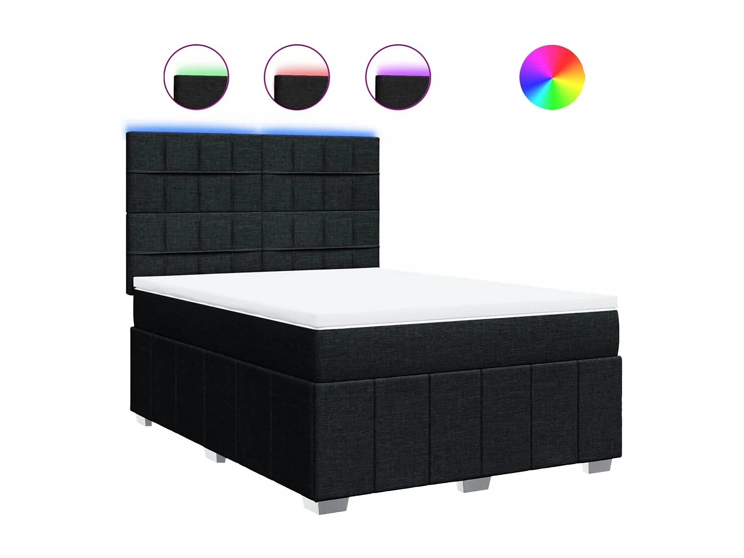 Sommier à lattes de lit avec matelas Noir 140x190 cm Tissu