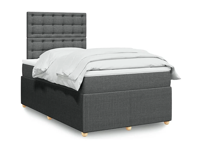 Cama boxspring com colchão 120x190 cm tecido cinzento-escuro